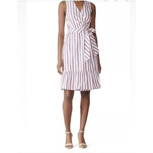 Draper James Wrap Dress Women's 12 Red White and Blue Striped Belted